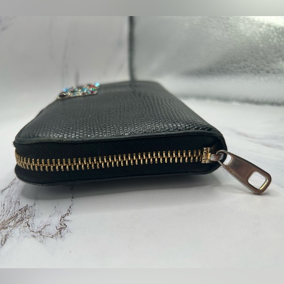 DOLCE & GABBANA Multicolor Crystal Logo Long Zippy Black Leather Wallet + COA - Picture 11 of 15